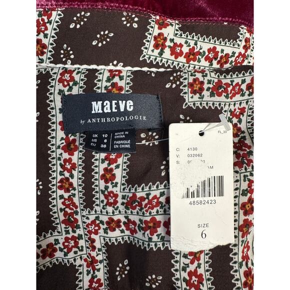 Maeve by Anthropologie Velvet Wrap Dress Red Size 6 Holiday - Picture 11 of 12